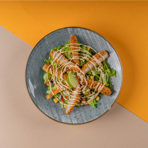 Buffalo chicken salad with honey-chipotle aioli