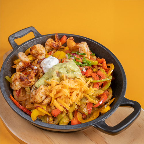 Grilled shrimp fajitas